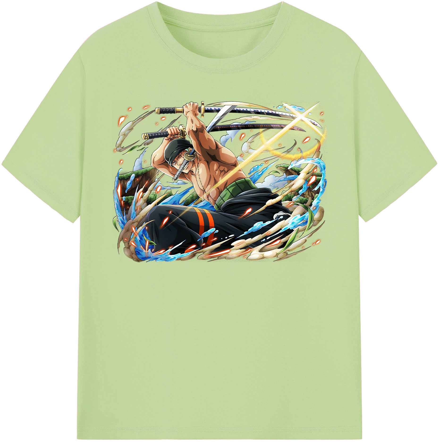 ワンピース ロロノア・ゾロ ONE PIECE Roronoa Zoro 綿100％半袖Tシャツ（フロントプリント）